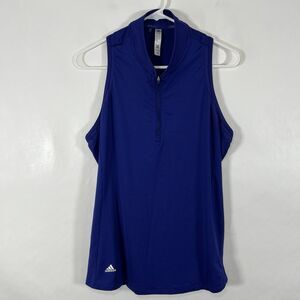 Adidas Golf 1/4 Zip Sleeveless Blade Collar Polo Shirt Womens Size Large Blue
